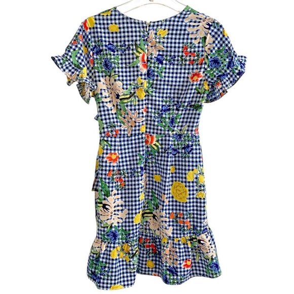 Hayden Los Angeles Gingham & Floral Faux Wrap Dress with Tie Waist – Size M - Picture 3 of 10
